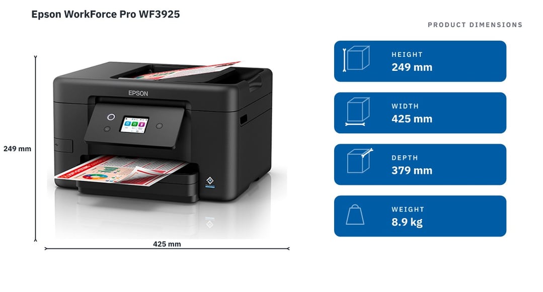Epson WorkForce Pro WF3925 — product dimensions