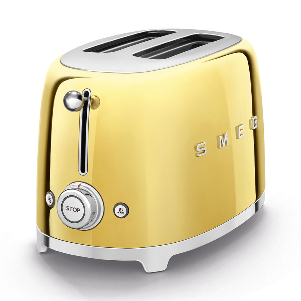 Smeg 50's Retro Style Aesthetic 2 Slice Toaster Gold TSF01GOAU