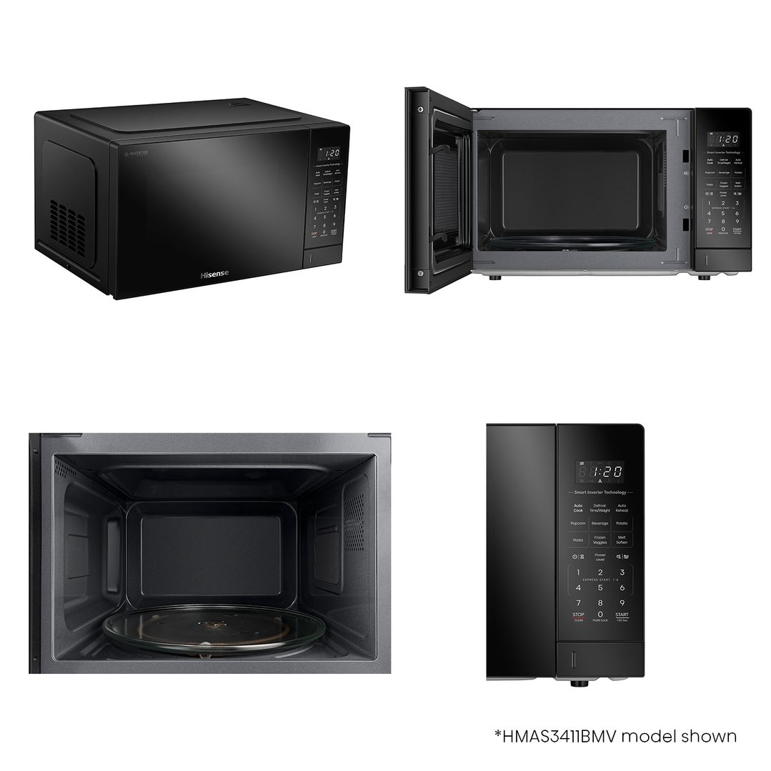 Hisense 34L 1100W Smart Inverter Microwave - Black Mirror. HMAS3411BMV