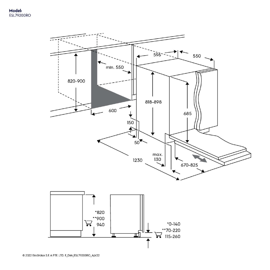 Electrolux 15 place 60cm fully integrated dishwasher ESL79200RO