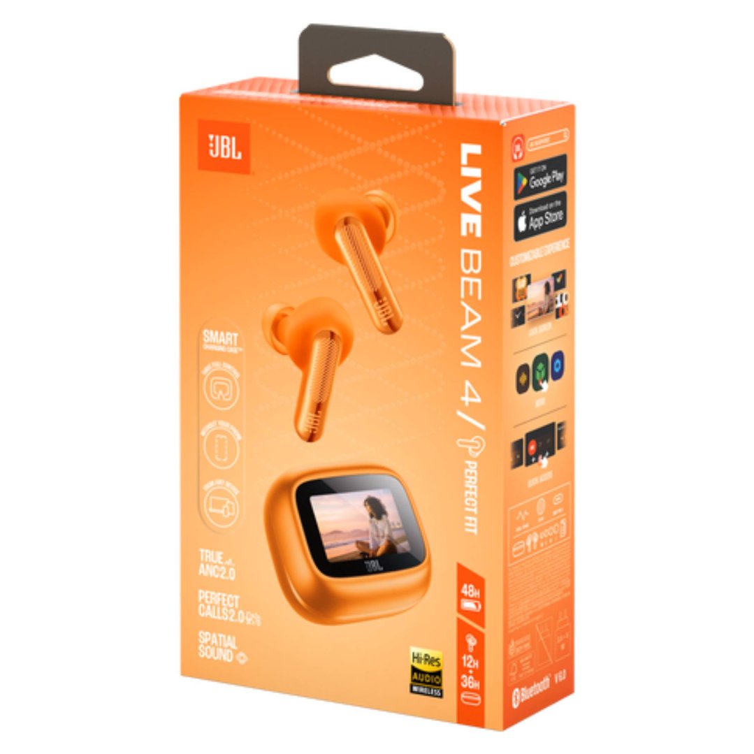JBL Live Beam 4 True Wireless Noise Cancelling Earbuds - Orange JBLLIVEBEAM4ORG