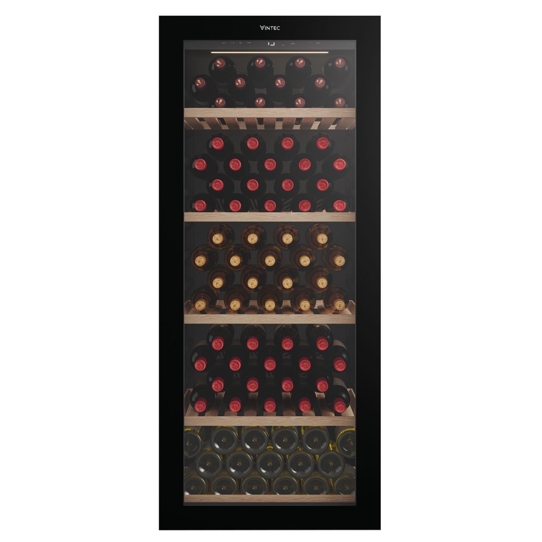 Vintec 129 Bottle Single Zone Wine Cabinet - Black VWS140FAB-X