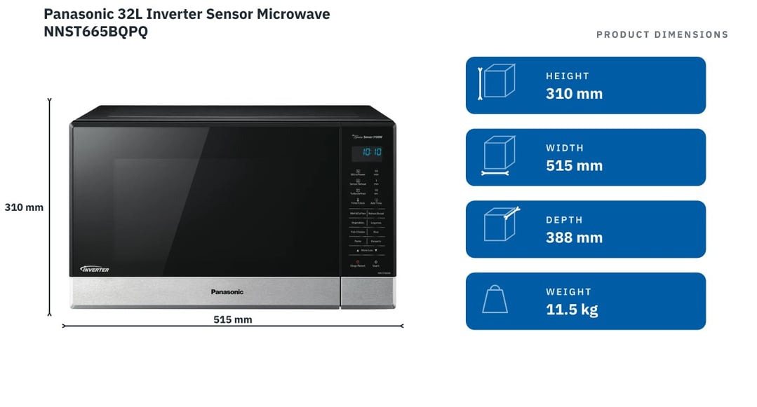 Panasonic 32L Inverter Sensor Microwave NNST665BQPQ