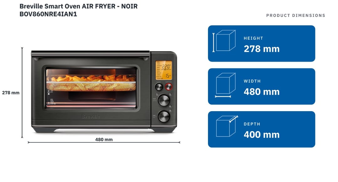 Breville Smart Oven AIR FRYER - NOIR BOV860NRE4IAN1 — product dimensions