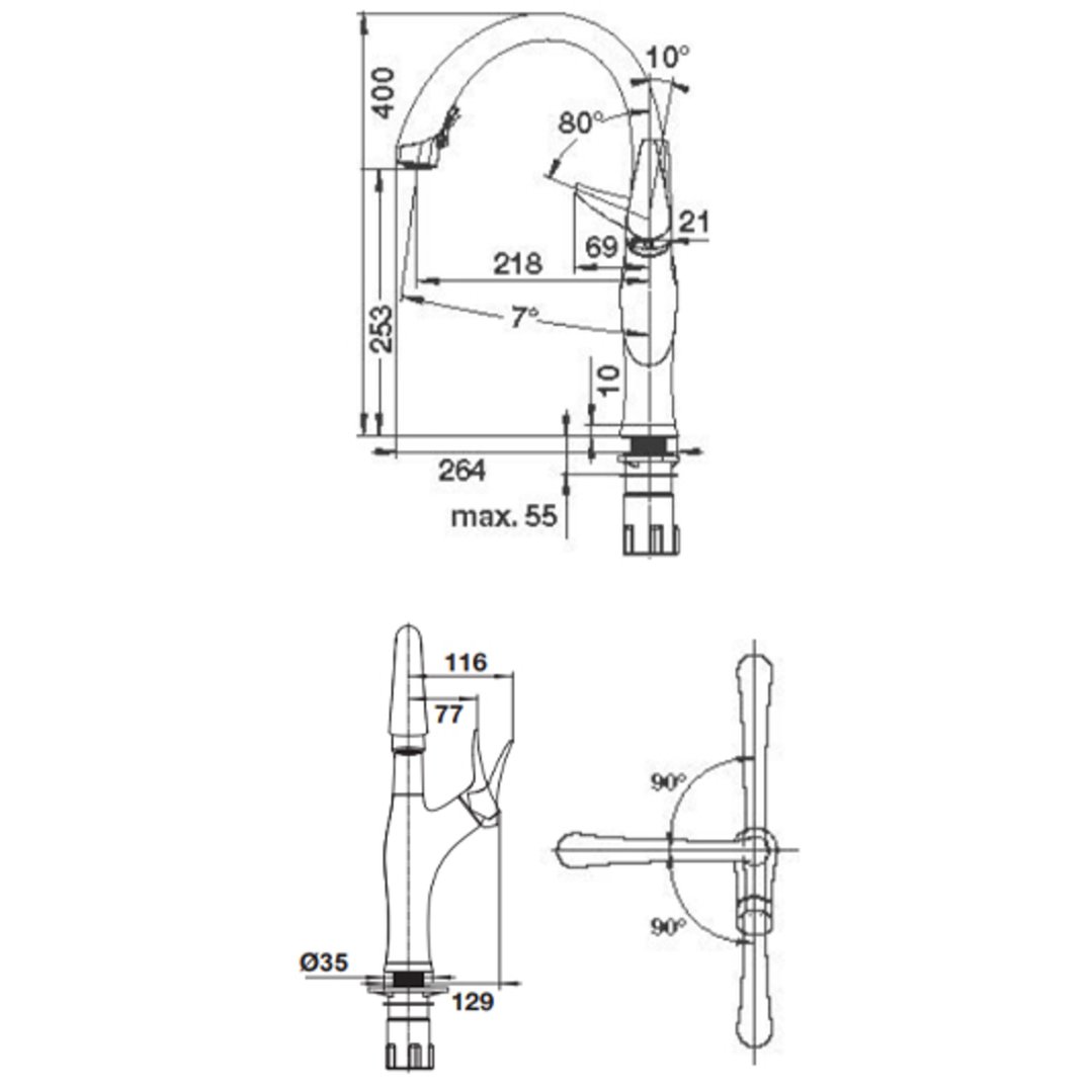 Blanco High Arch Pull Down Tap White ARTONASW