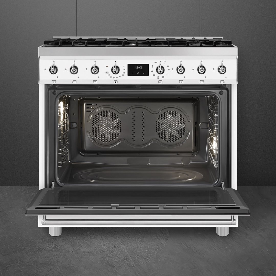 Smeg 90cm 6 Burner Classic Freestanding Dual Fuel Cooker White CS9GMWHA2