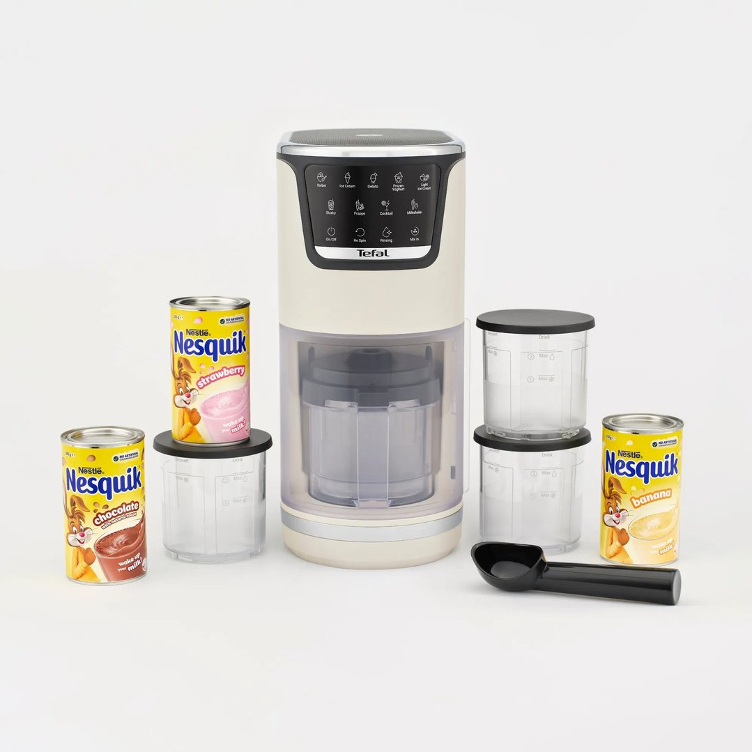 Tefal Dolci Ice Cream Maker Rise with 3 x Nesquik Cans NQ31IG04A