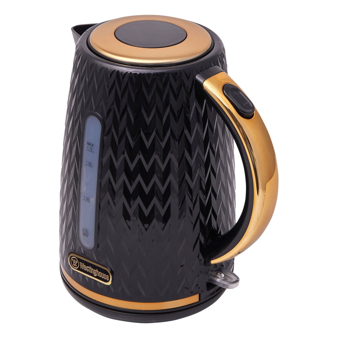 Westinghouse Kettle and Toaster Pack Black Gold 1.7L Kettle, 4 Slice Toaster WHKTPK13KG