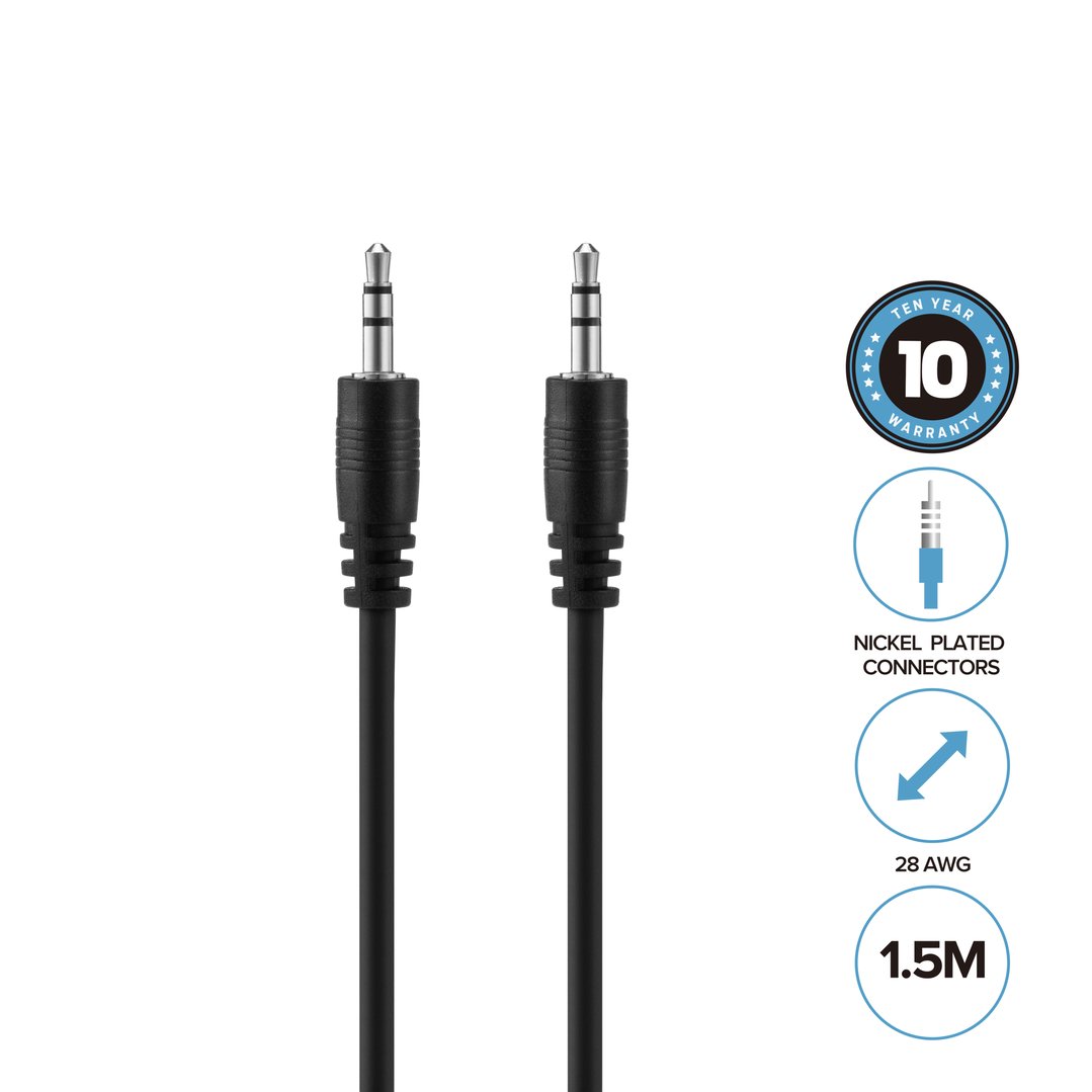 BLE 3.5mm to 3.5mm Audio Cable - 1.5m BL-AUX15BK814
