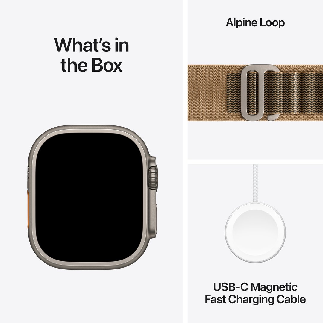 Apple Watch Ultra 4 GPS + Cellular 49mm Natural Titanium Case with Desert Alpine Loop - M MJAF4X/A