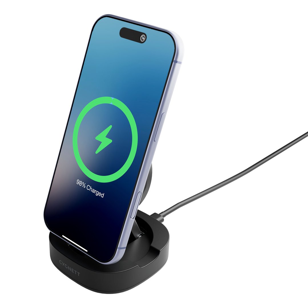 Cygnett ChargeBase Qi2.0 Single Wireless Charger - Black CY5790PPWIR