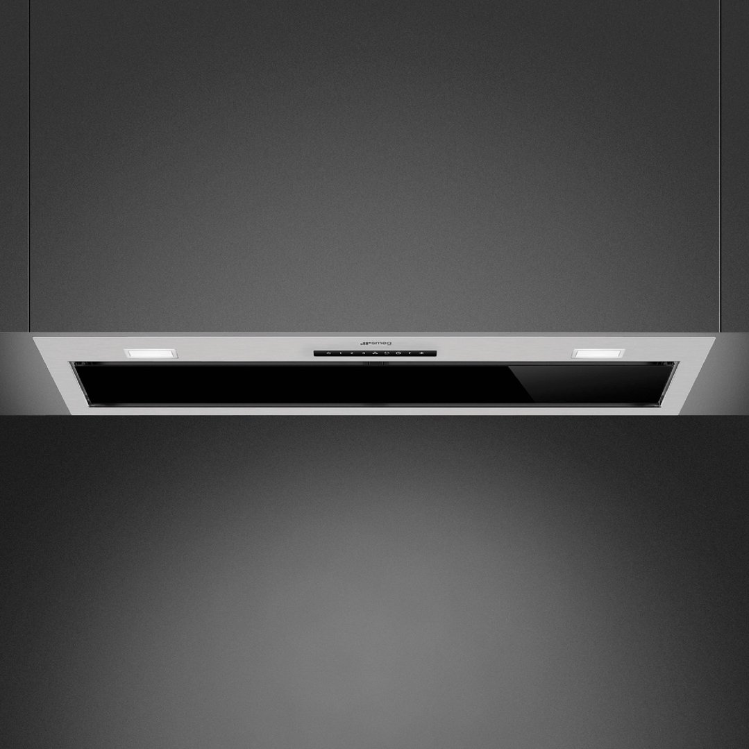 Smeg 90cm Undermount Rangehood with Autovent 2.0 - Black Glass KSGAU9P4VN