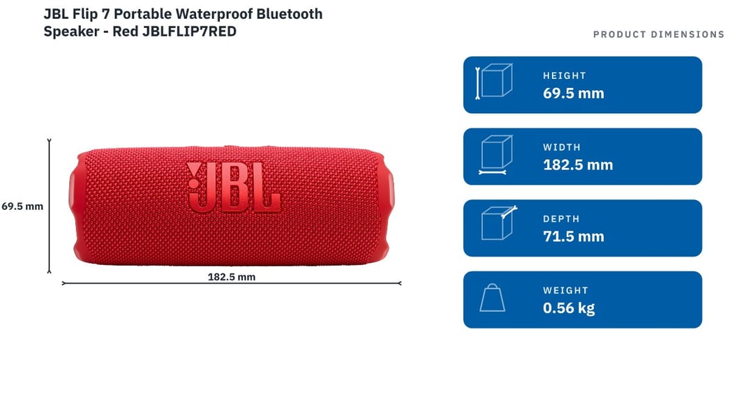 JBL Flip 7 Portable Waterproof Bluetooth Speaker - Red JBLFLIP7RED