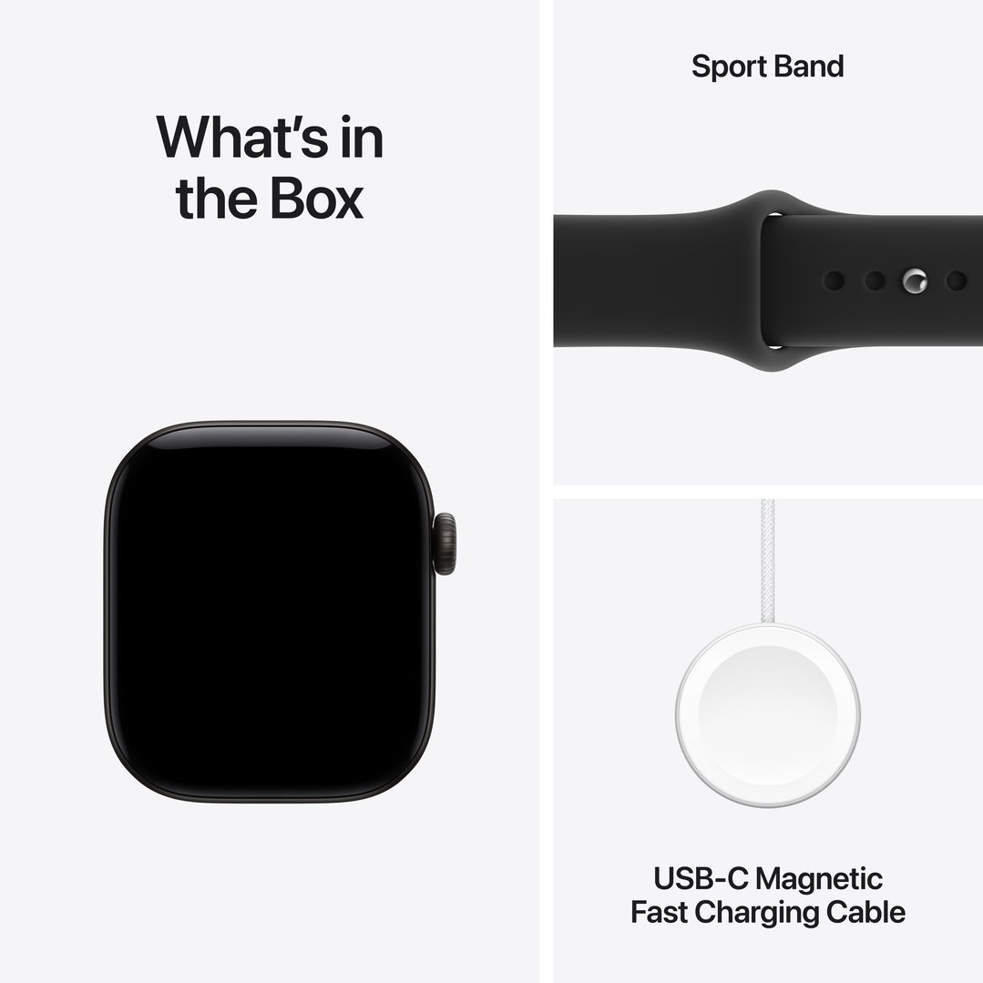 Apple Watch Series 12 GPS + Cellular 42mm Black Aluminum Case with Black Sport Band - S/M MJG04X/A