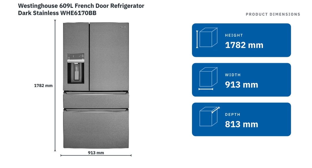 Westinghouse 609L French Door Refrigerator Dark Stainless WHE6170BB