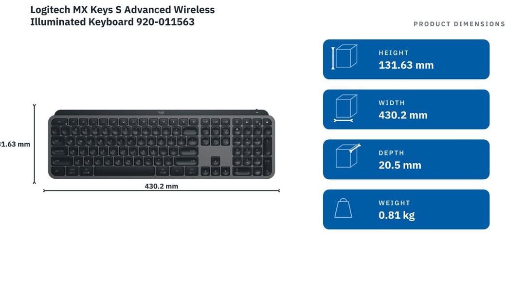 Logitech MX Keys S Advanced Wireless Illuminated Keyboard 920-011563