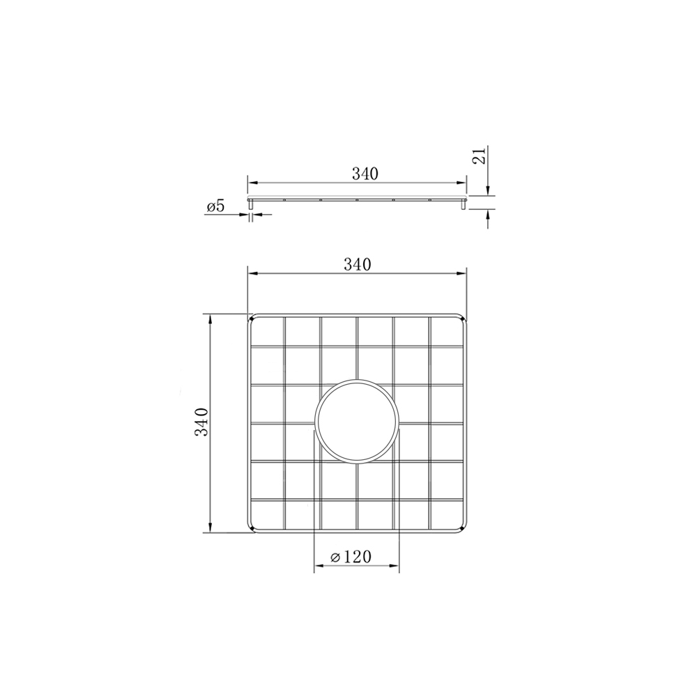 Turner Hastings Cuisine 46x46 Stainless Steel Grid - Brushed Brass CU461SSG-BB