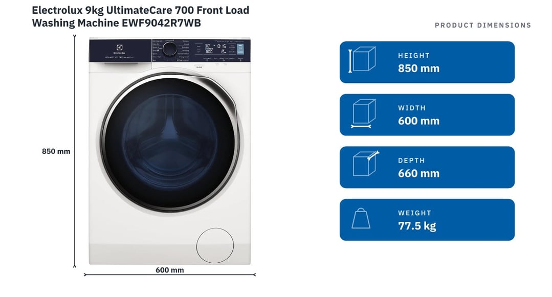 Electrolux 9kg UltimateCare 700 Front Load Washing Machine EWF9042R7WB