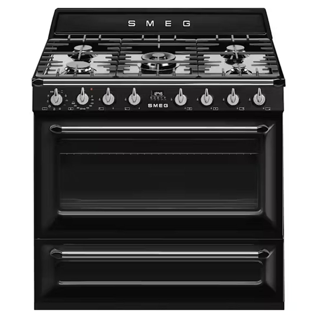 Smeg Victoria 90cm Dual Fuel Freestanding Oven Black TRA90BL2NPF Buy