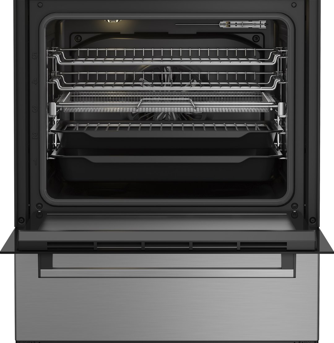 Beko Aeroperfect 60cm Freestanding Cooker with SteamAdd & Airfry & Gas Cooktop - Stainless Steel BFCB60GMX