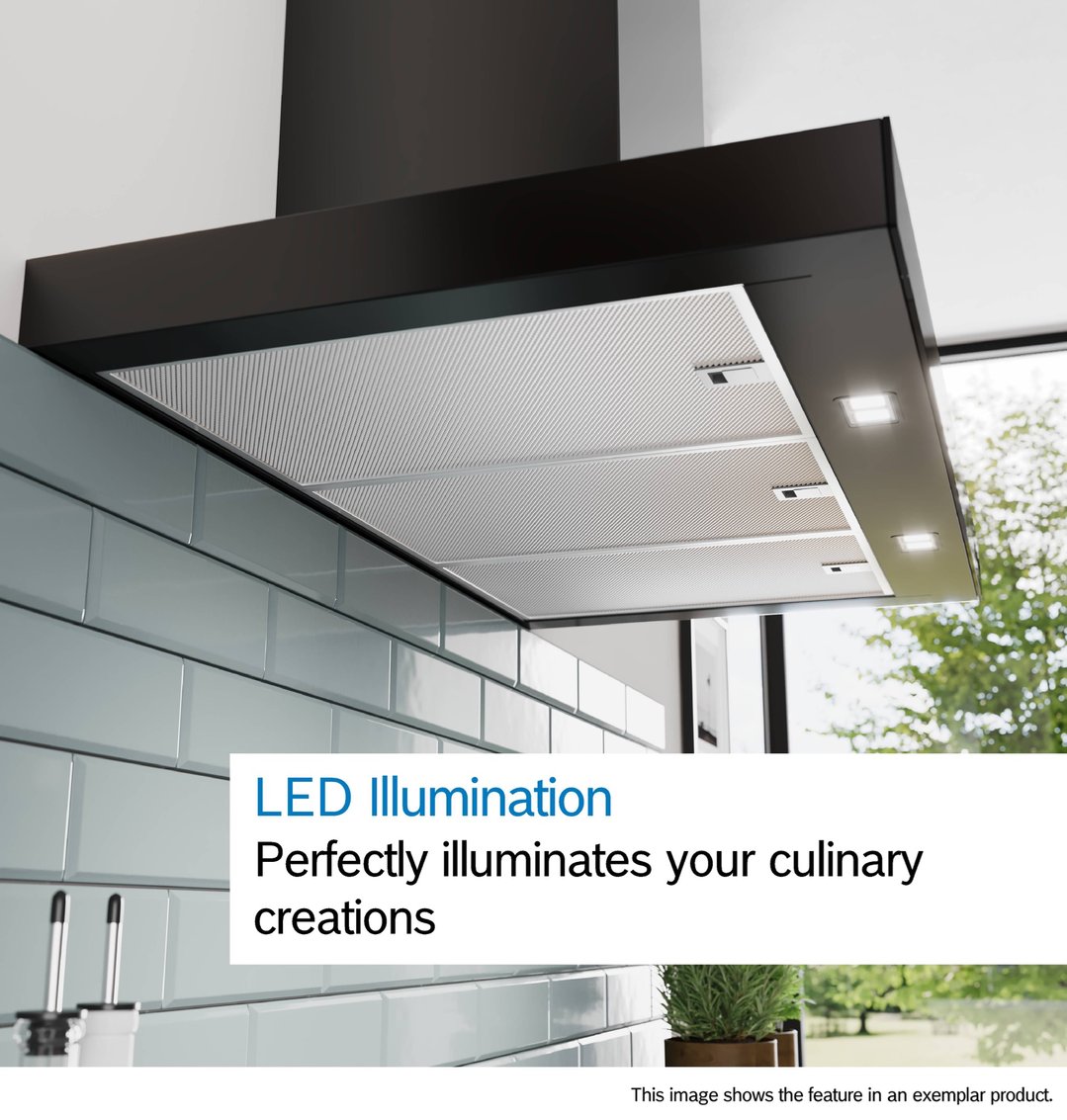 Bosch Series 6, 90cm Wall-Mounted Canopy Rangehood, Stainless Steel Look DWB97DN30A