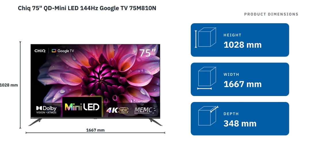 Chiq 75" QD-Mini LED 144Hz Google TV 75M810N