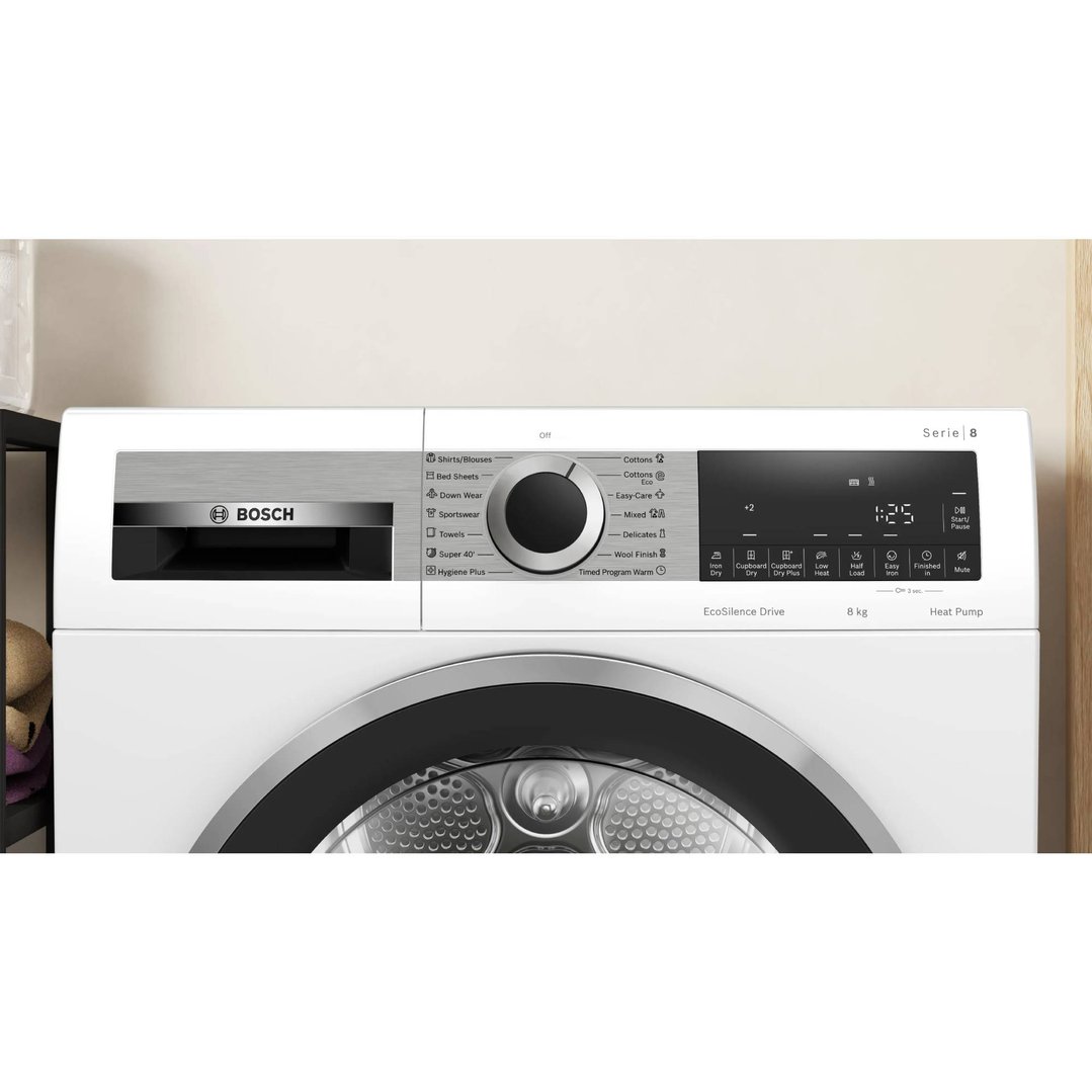 Bosch Series 8 heat pump dryer in a laundry setting