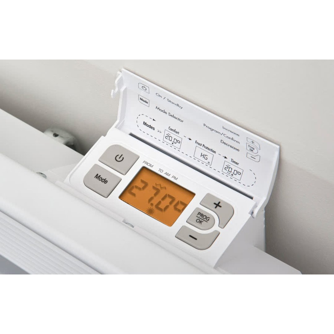 Close up of the NOIROT heater's control panel with digital display
