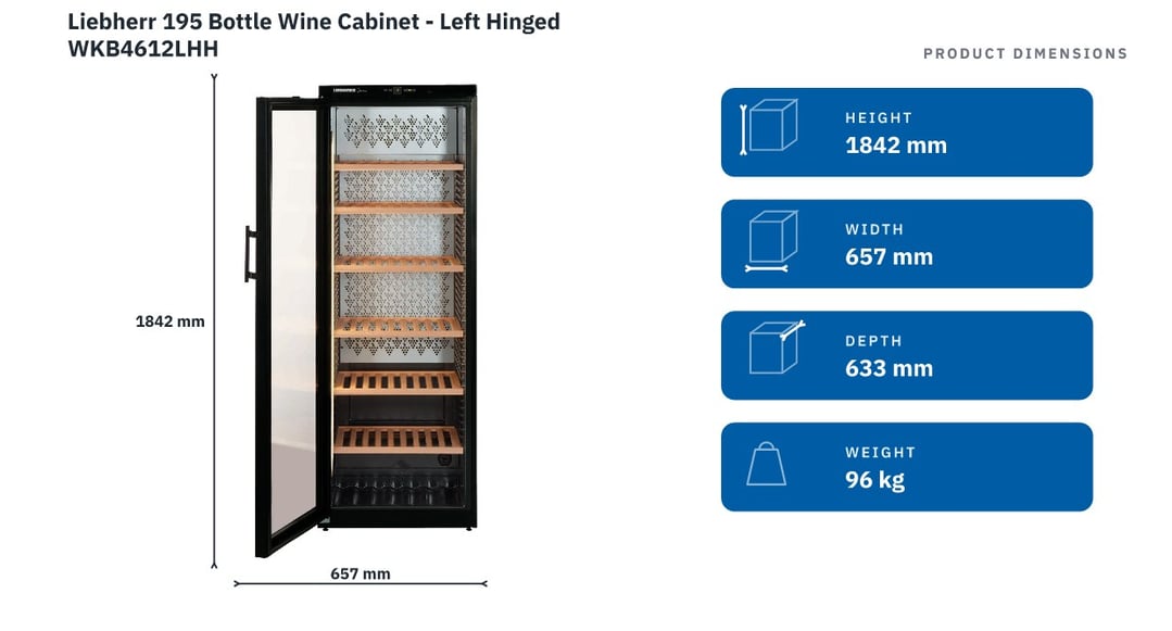 Liebherr 195 Bottle Wine Cabinet - Left Hinged WKB4612LHH