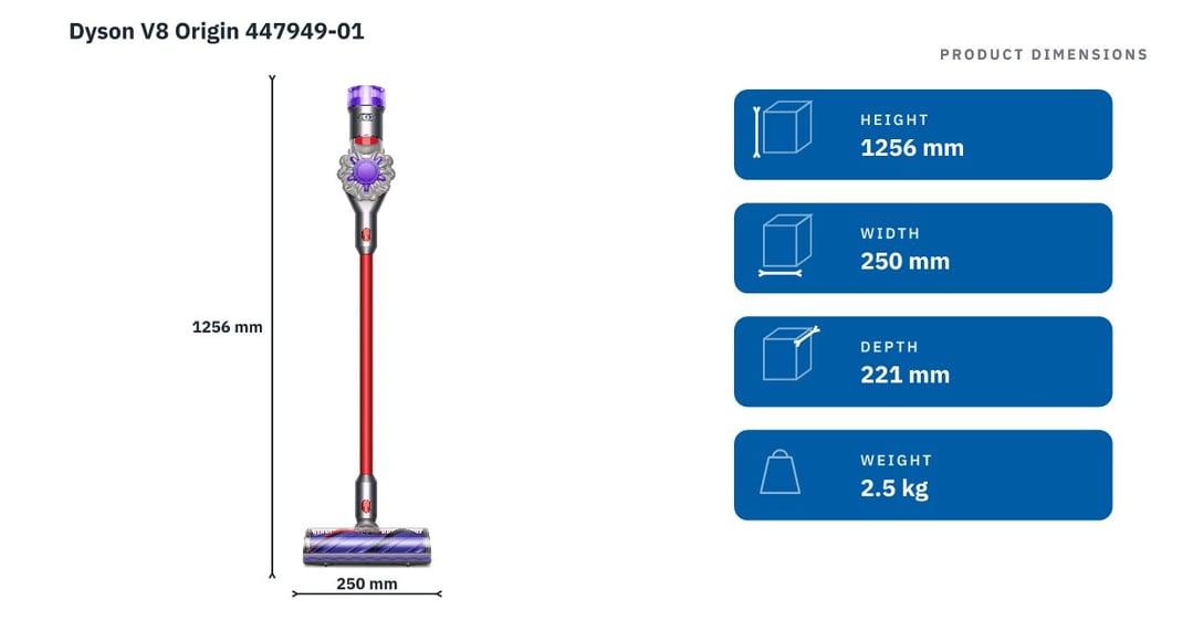 Dyson V8 Origin 447949-01 — product dimensions