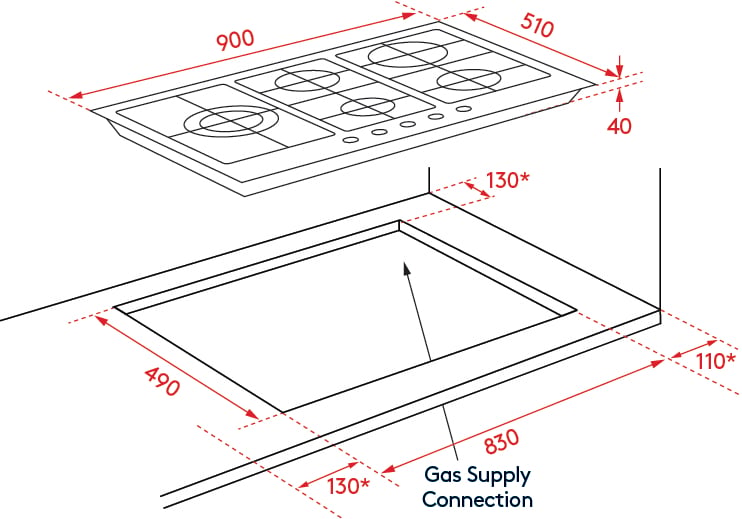 Inalto 90cm Gas on Glass Cooktop ICGG905W