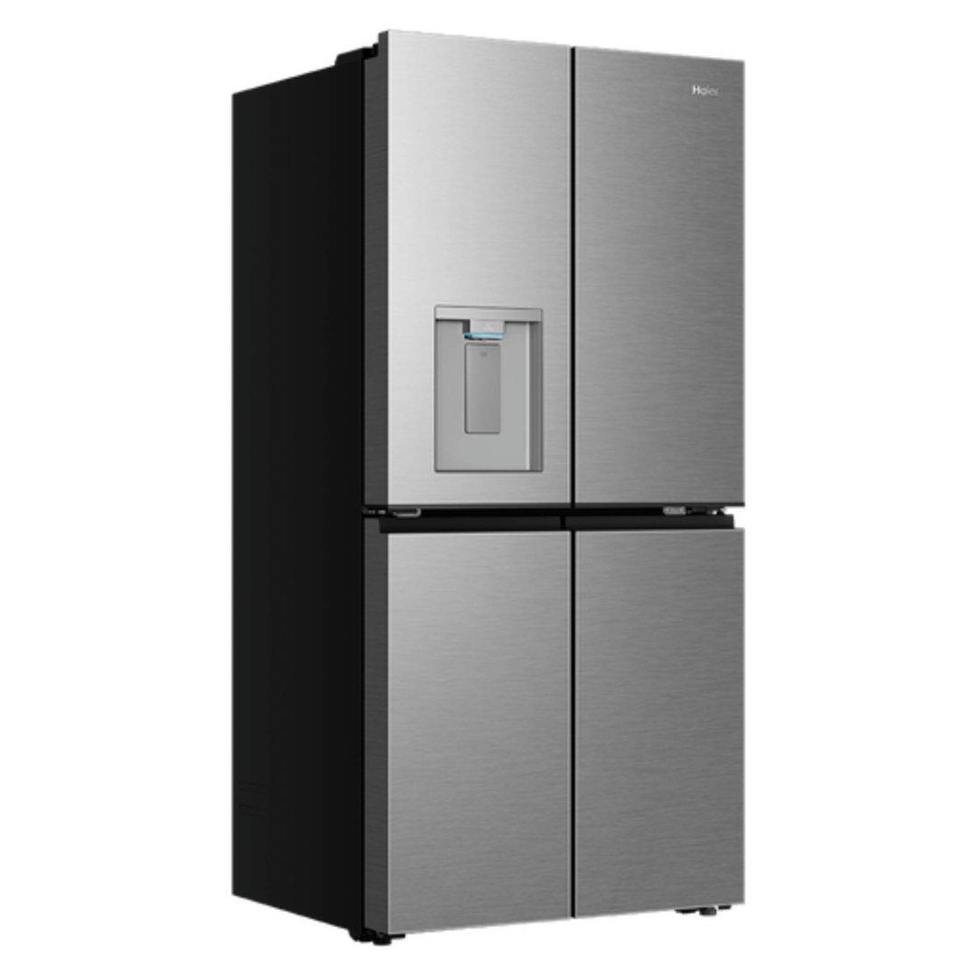 Haier 573L, Quad Door Refrigerator Freezer, Ice & Water, Plumbed, Silver HRF590YPS
