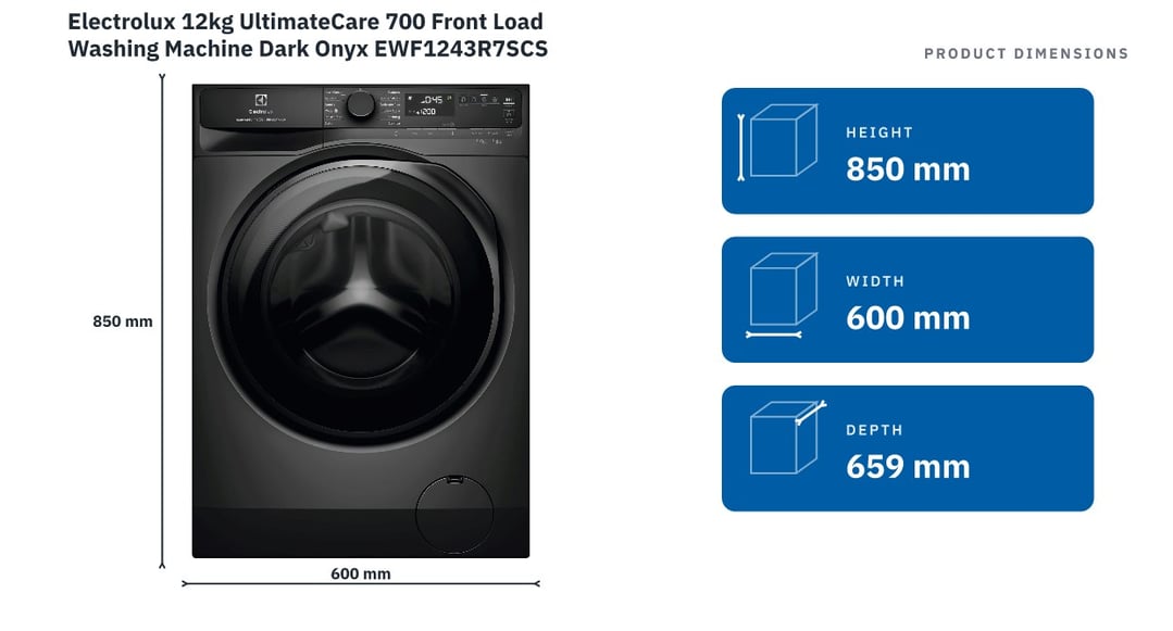 Electrolux 12kg UltimateCare 700 Front Load Washing Machine Dark Onyx EWF1243R7SCS