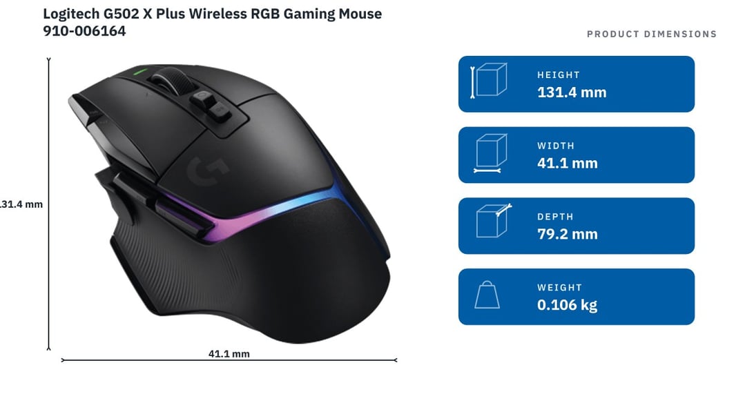 Logitech G502 X Plus Wireless RGB Gaming Mouse 910-006164