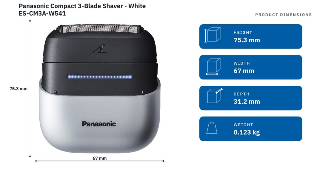 Panasonic Compact 3-Blade Shaver - White ES-CM3A-W541