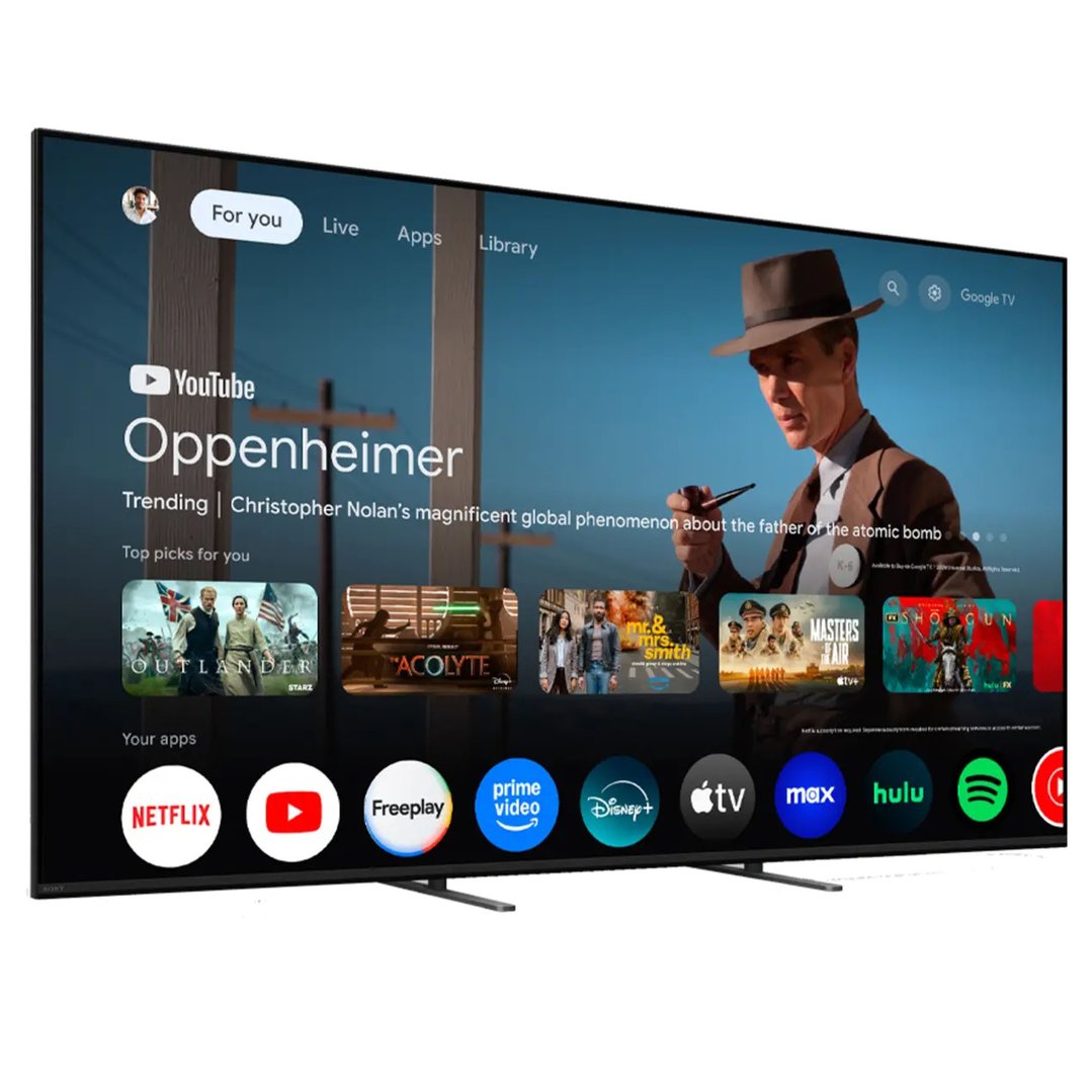 A SONY TV displaying the Google TV interface with various streaming apps