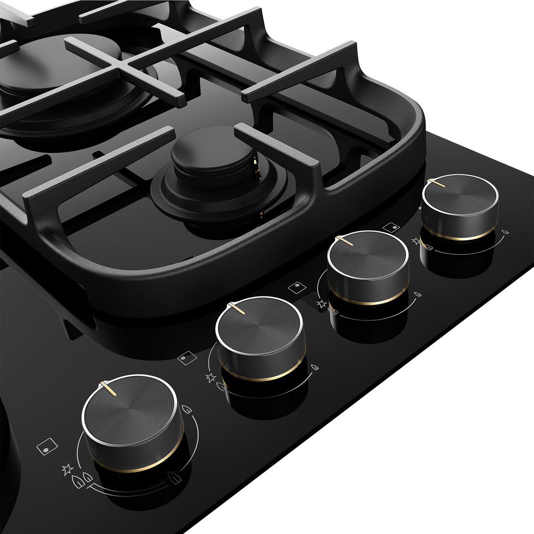 Electrolux 60cm UltimateTaste 500 4 Burner Gas Cooktop Black Ceramic Glass. EHG645BE