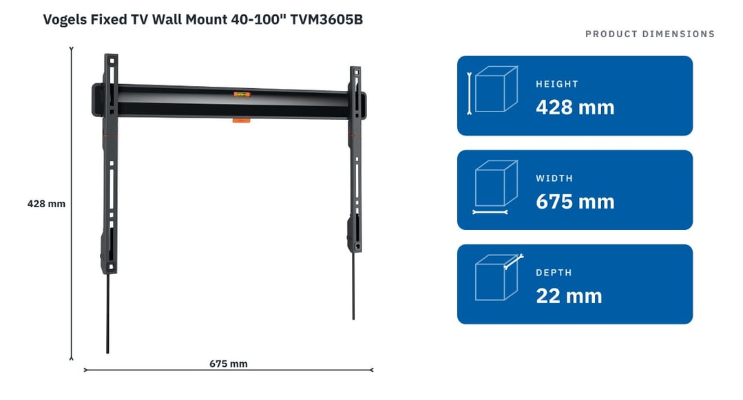Vogels Fixed TV Wall Mount 40-100" TVM3605B — product dimensions