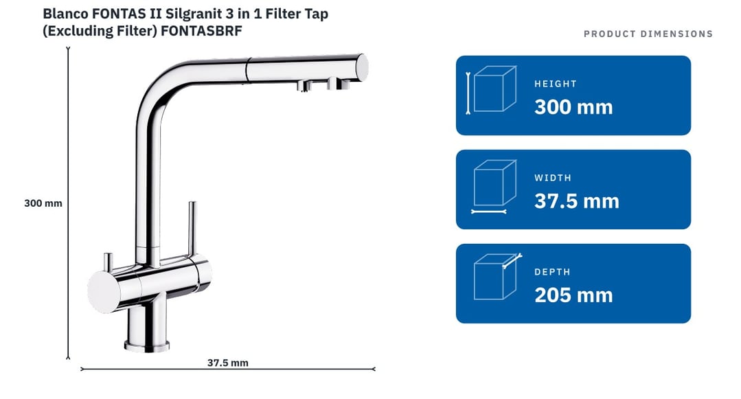 Blanco FONTAS II Silgranit 3 in 1 Filter Tap (Excluding Filter) FONTASBRF