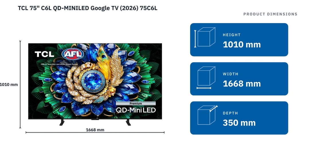 TCL 75" C6L QD-MINILED Google TV (2026) 75C6L
