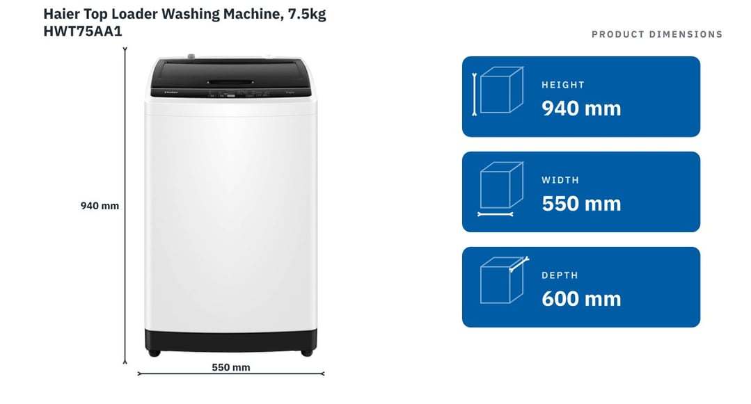 Haier Top Loader Washing Machine, 7.5kg HWT75AA1