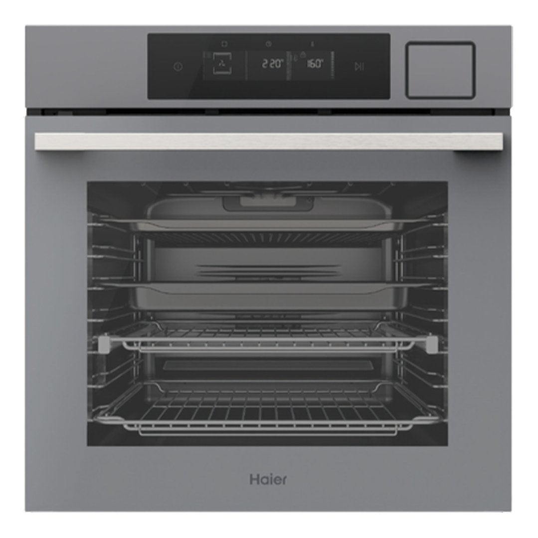 Haier 60cm 500 Series Built-in Oven, 16 Function, Pyrolytic (Grey Glass) HWO60S16TPG5