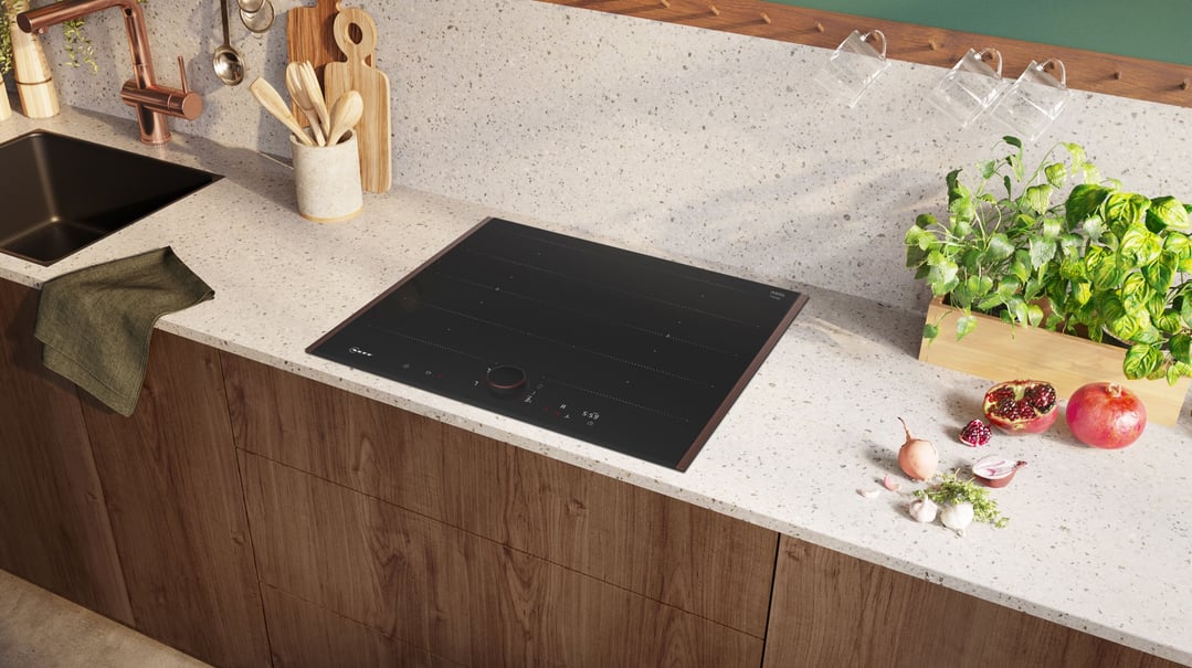 Flex Induction Cooktop in a modern kitchen with fresh ingredients on the counter