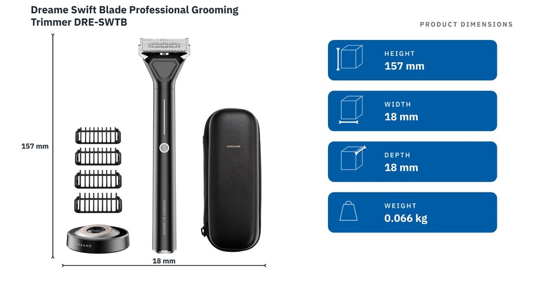 Dreame Swift Blade Professional Grooming Trimmer DRE-SWTB — product dimensions