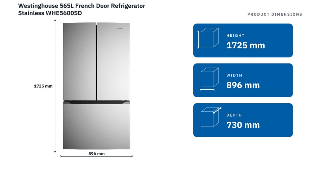 Westinghouse 565L French Door Refrigerator Stainless WHE5600SD
