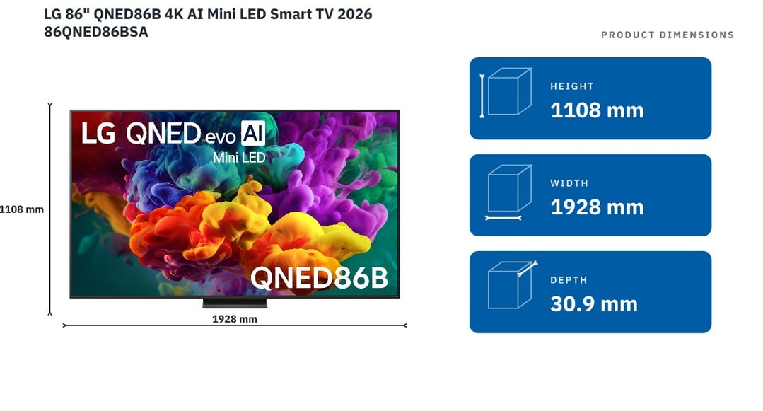 LG 86" QNED86B 4K AI Mini LED Smart TV 2026 86QNED86BSA