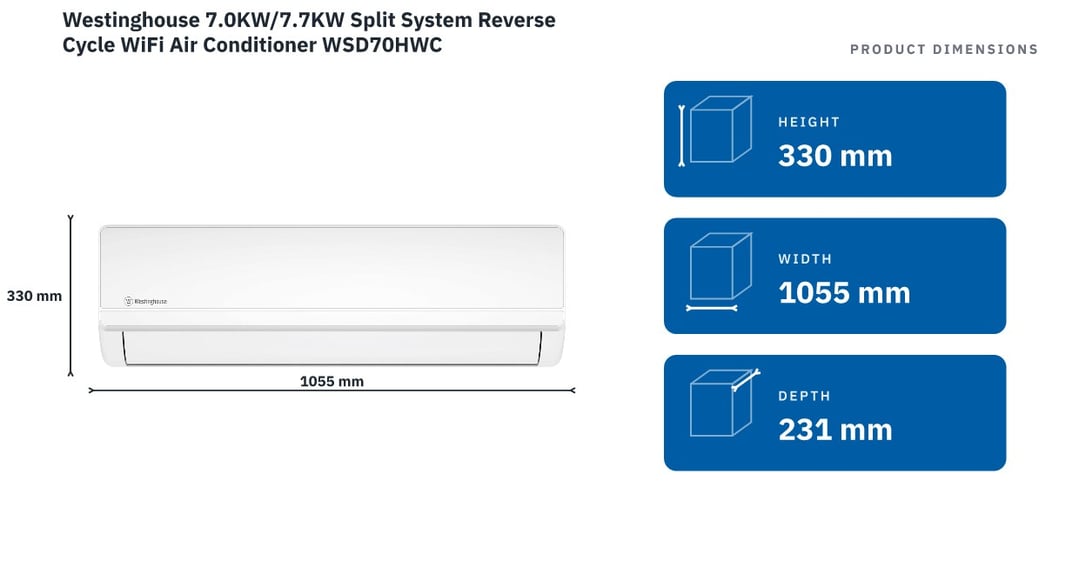 Westinghouse 7.0KW/7.7KW Split System Reverse Cycle WiFi Air Conditioner WSD70HWC