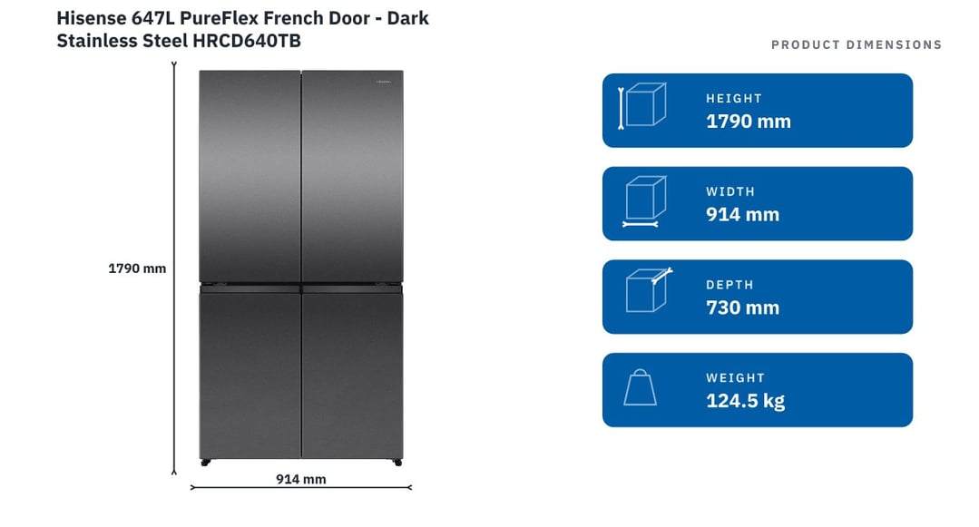 Hisense 647L PureFlex French Door - Dark Stainless Steel HRCD640TB