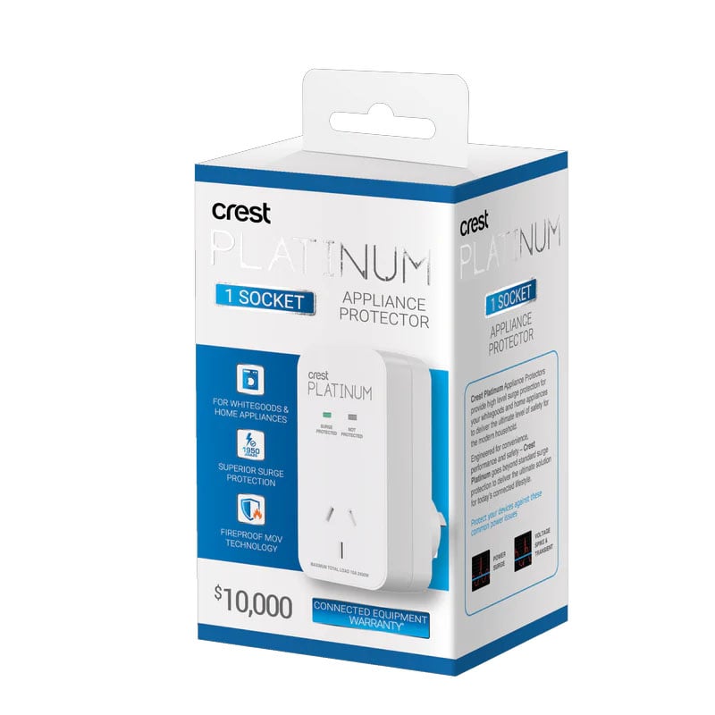 Crest Platinum Surge Protector 1 Socket Power Adaptor PWW14473