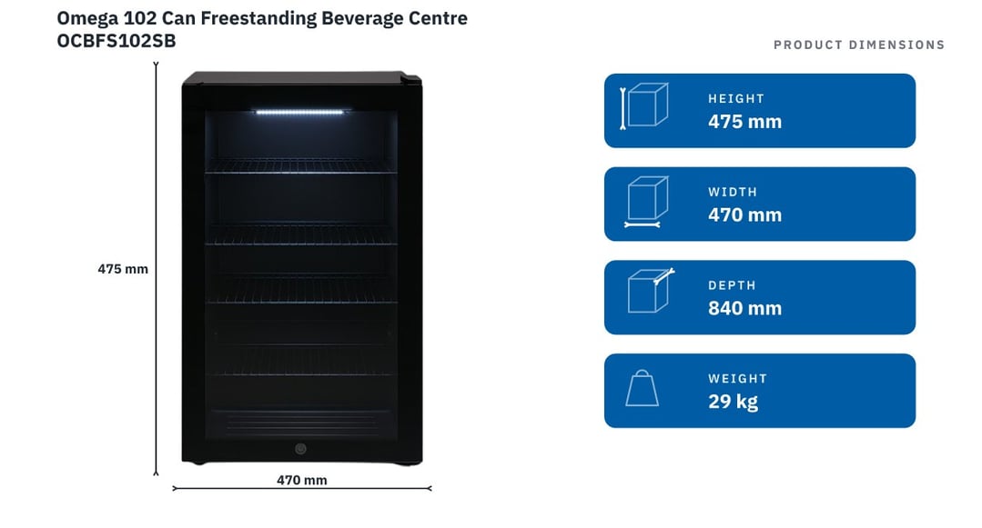 Omega 102 Can Freestanding Beverage Centre OCBFS102SB